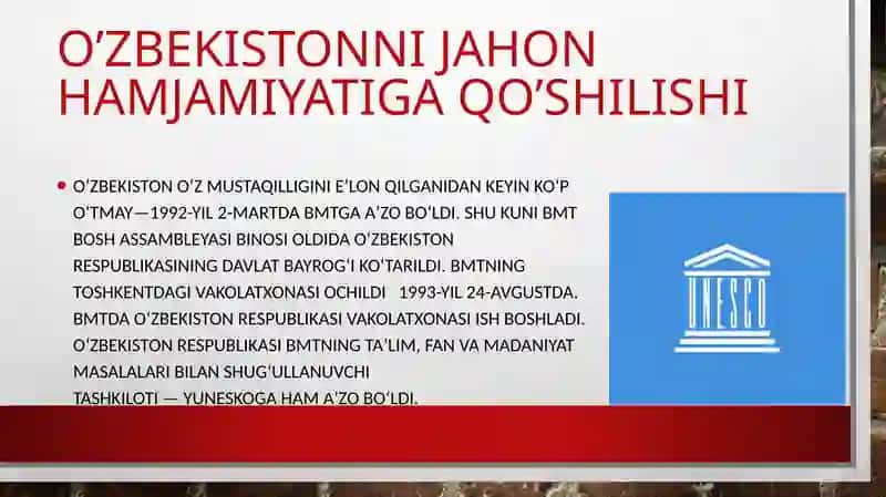 O’zbekistonni jahon  hamjamiyatiga kirib borishi 4