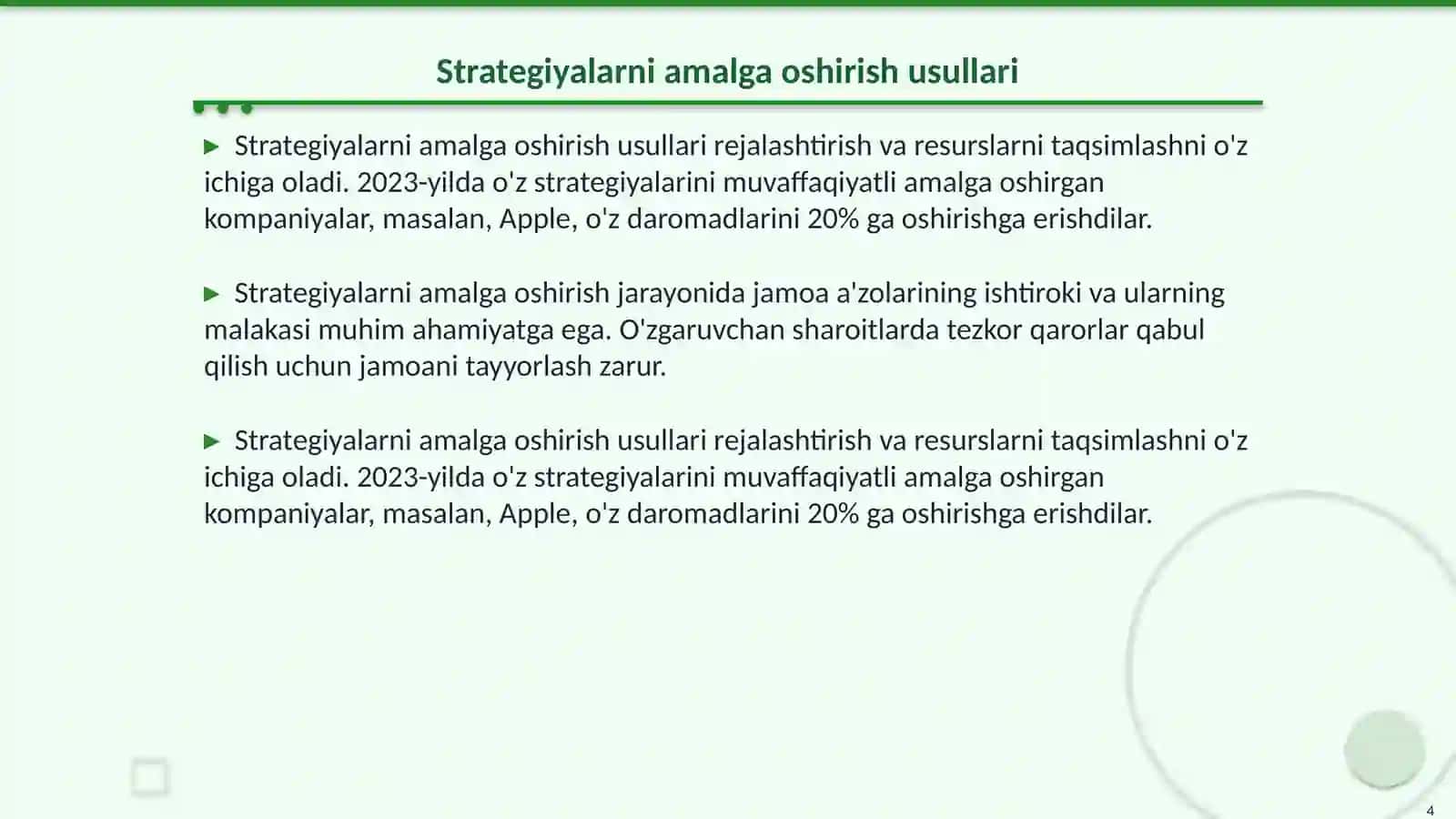 Biznes strategiyalarini qoʻllash hususiyatlari 4