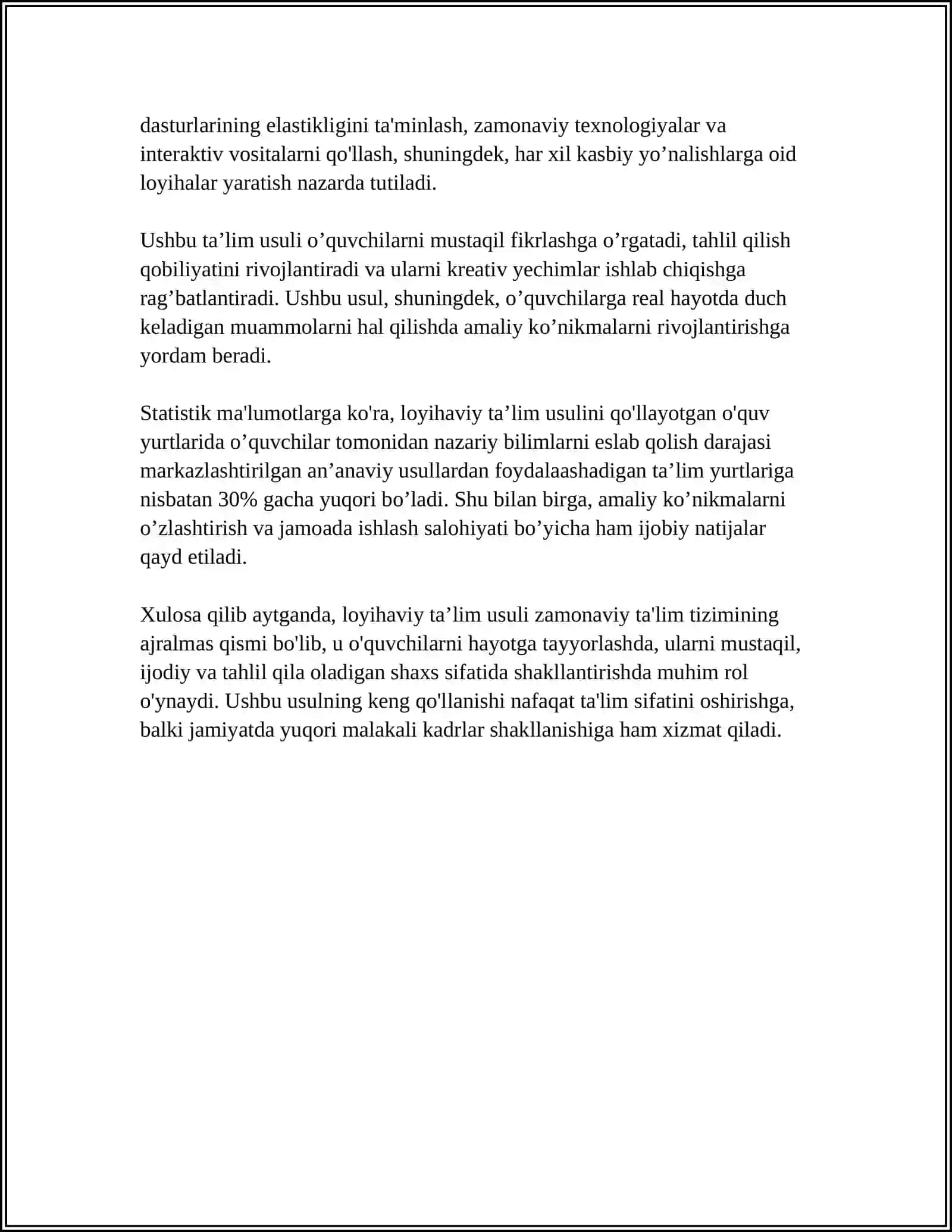 TEXNOLOGIYA FANIDAN LOYIHAVIY TA'LIM USULINI QO'LLASH 4