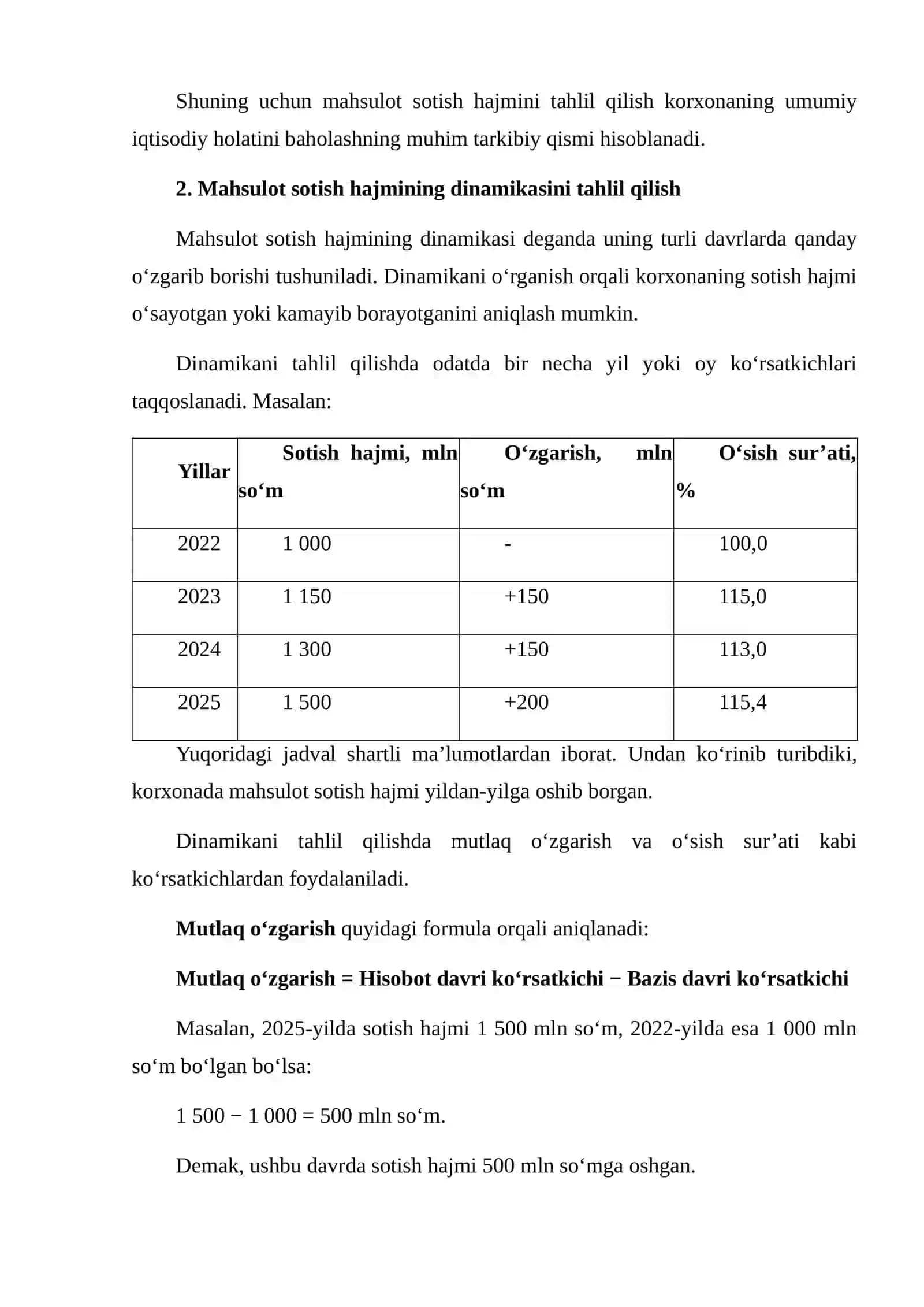 MAHSULOT SOTISH HAJMINING DINAMIKASI VA TARKIBI 4