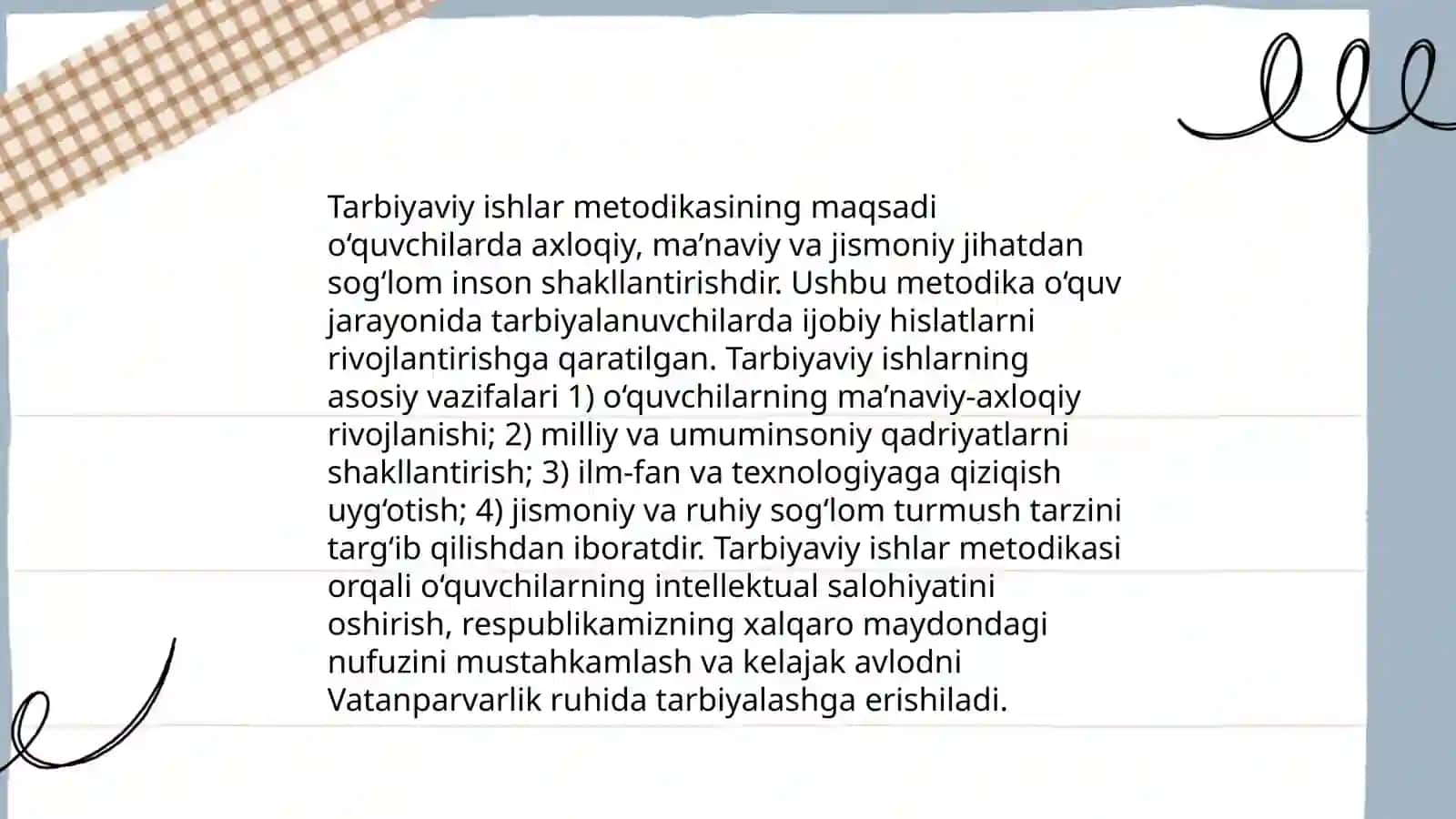 Tarbiyaviy ishlar metodikasi fanining maqsadi vazifalari va predmeti 4