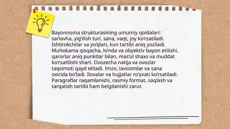 Guruh majlisi bayonnomasini tayyorlash 4