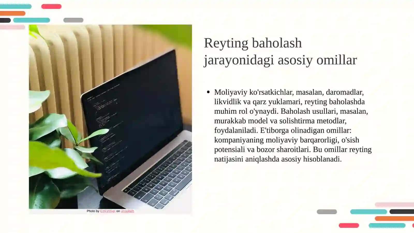 Korxonalar moliyaviy holatini reyting baholash va tahlil qilish 4