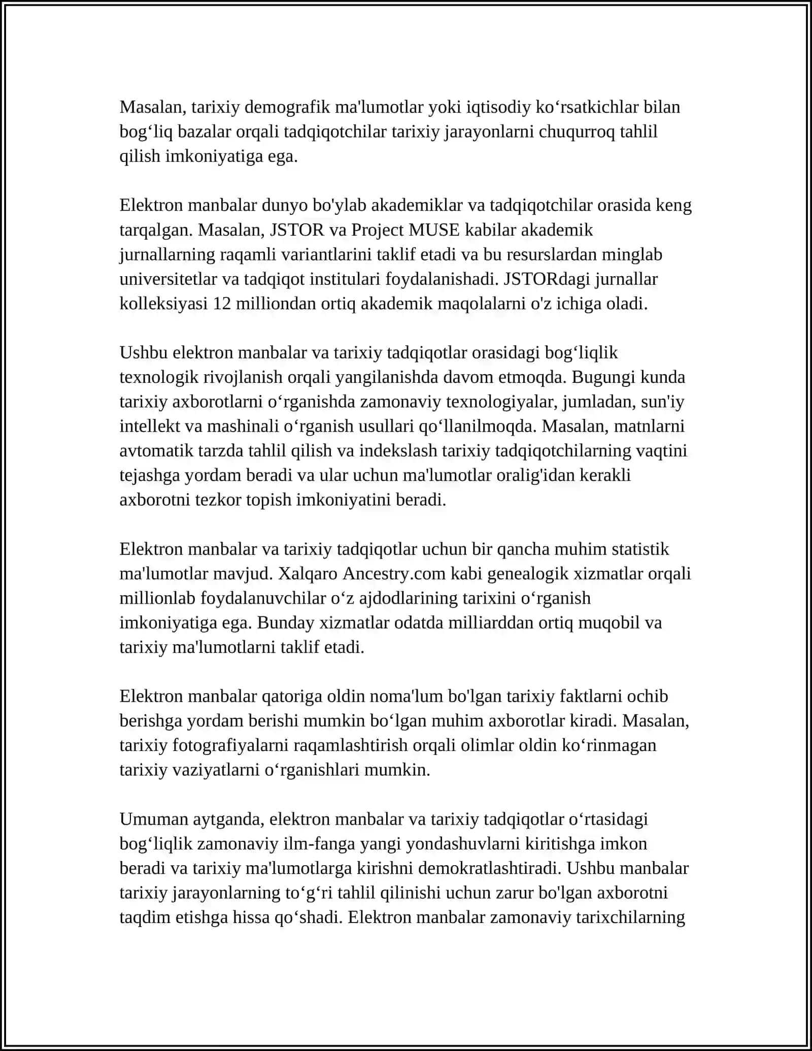 TARIXIY TADQIQOTLARDA ELEKTRON MATNNING OʻRNI 4