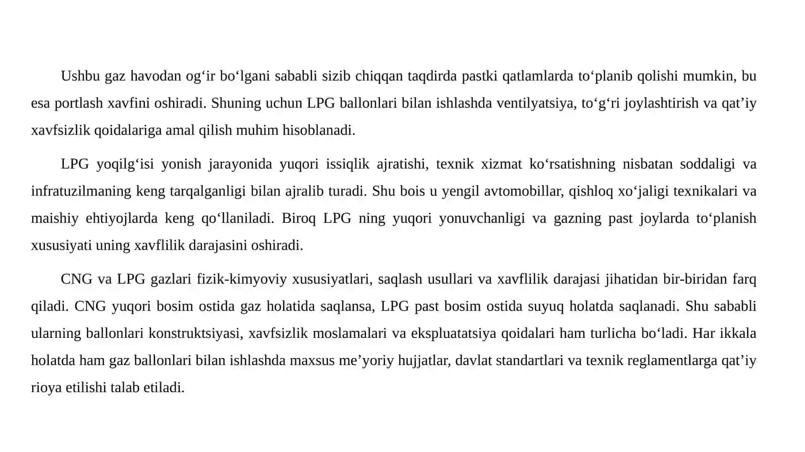 SIQILGAN TABIIY GAZ (CNG) VA SUYULTIRILGAN GAZ (LPG) BALLONLAR XAVFSIZLIGIGA QO‘YILADIGAN ME’YORIY TALABLAR 4