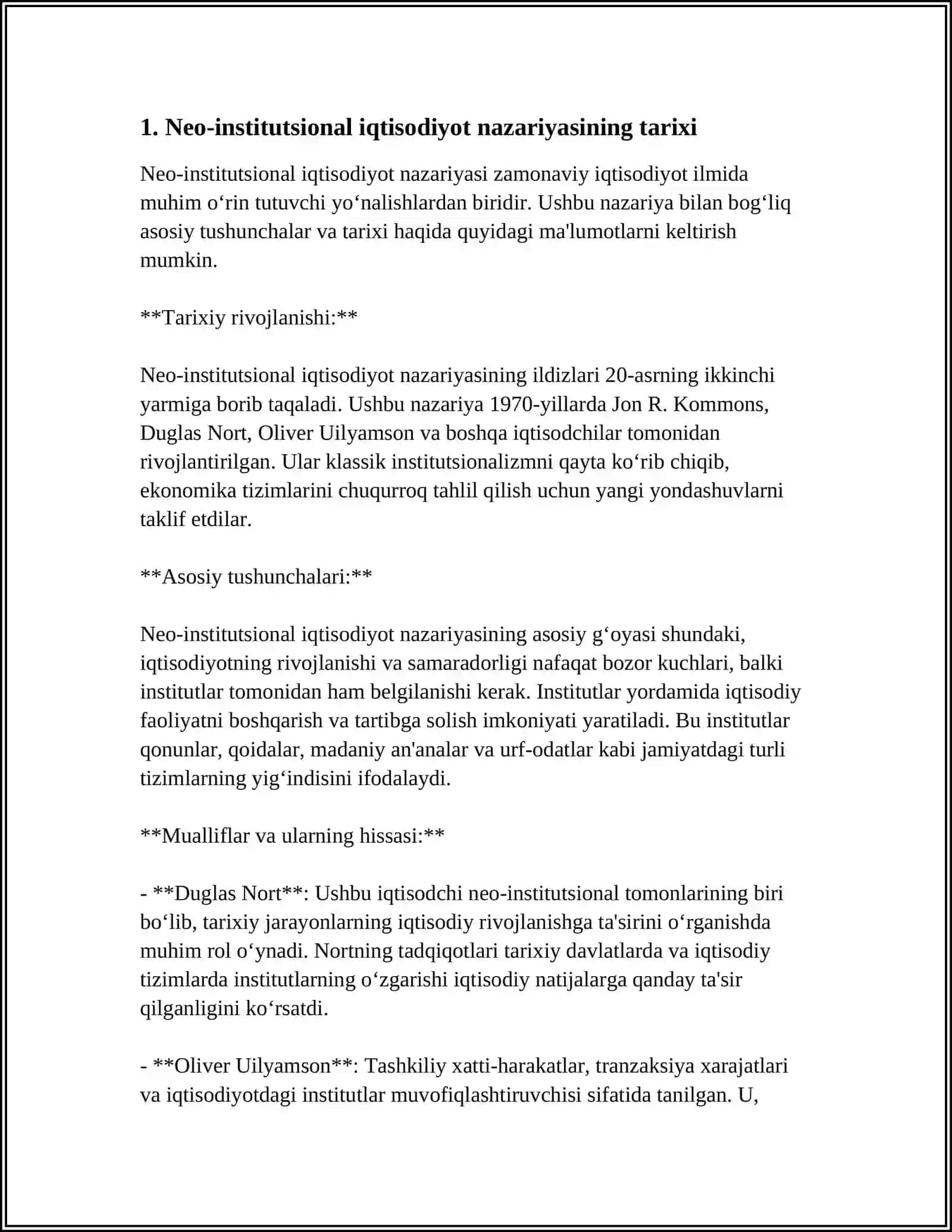 NEOINSTITUSIONAL IQTISODIY NAZARIYA (NEOINSTITUSIONALIZM) RIVOJLANISHINING ASOSIY OMILLARI 4