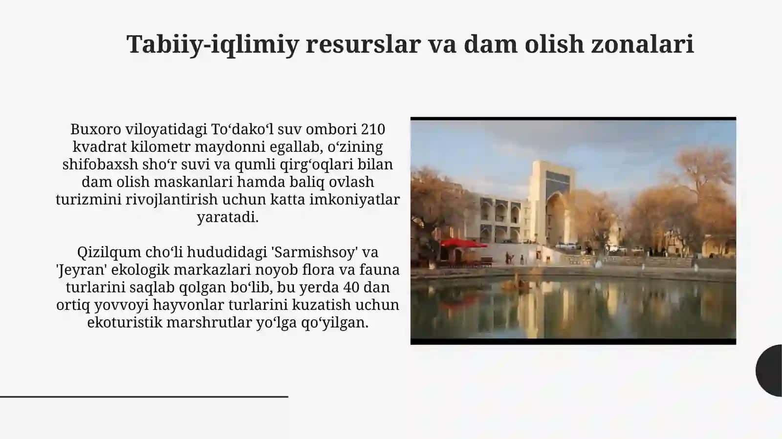 Buxoro viloyatining turistik va rekreatsion resurslari 4