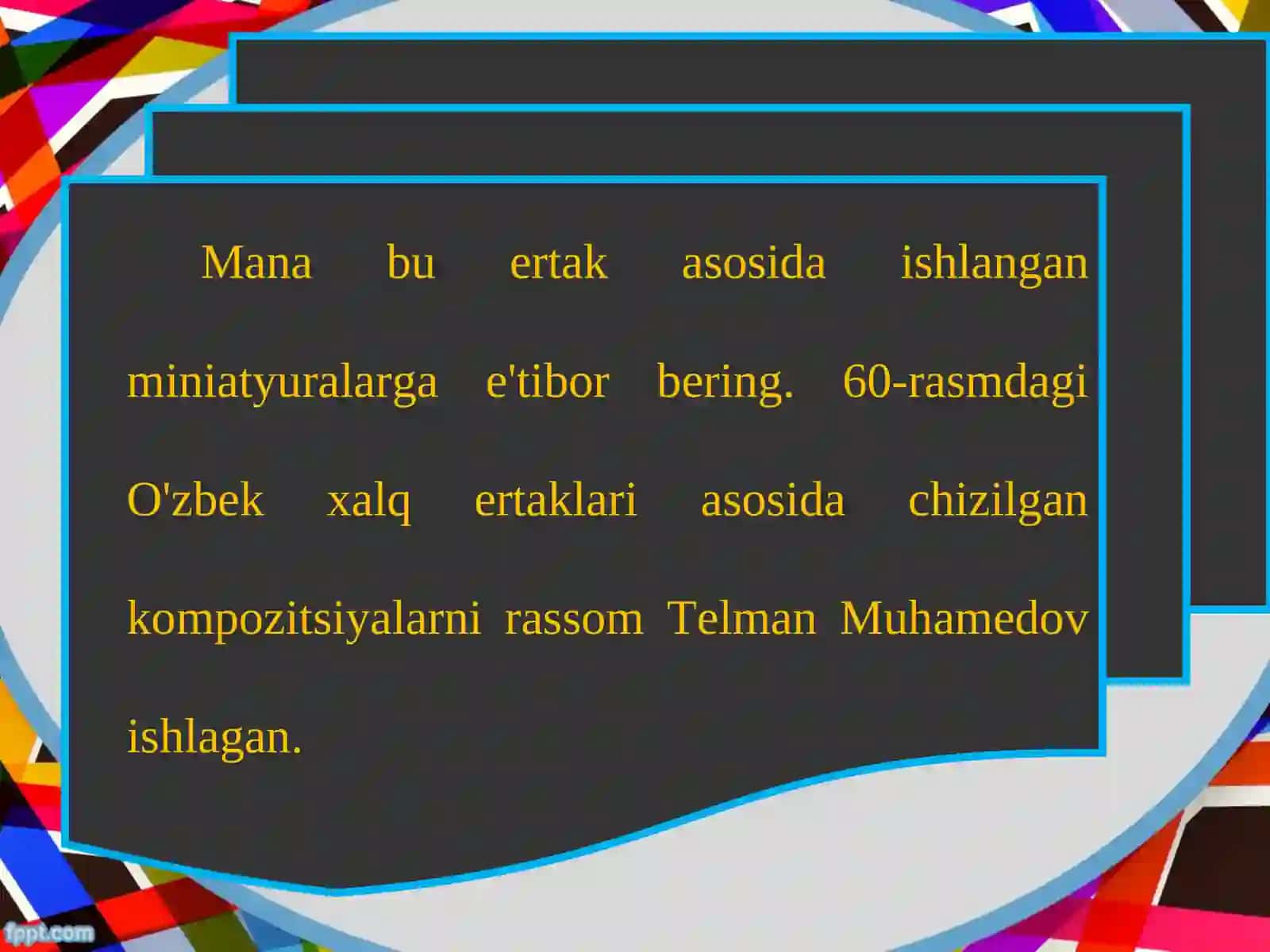 O'zbek xalq ertaklari sujetlari asosida miniatyura usulida illyustratsiya ishlash 4