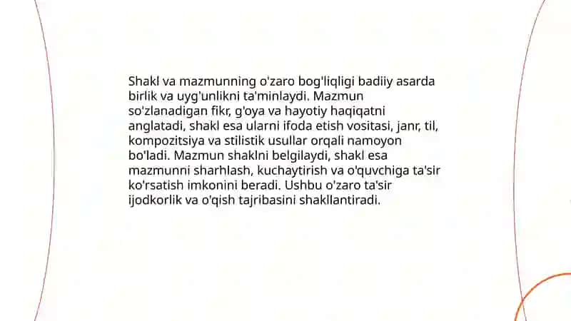Badiiy asarda shakl va mazmun munosabatlari 4
