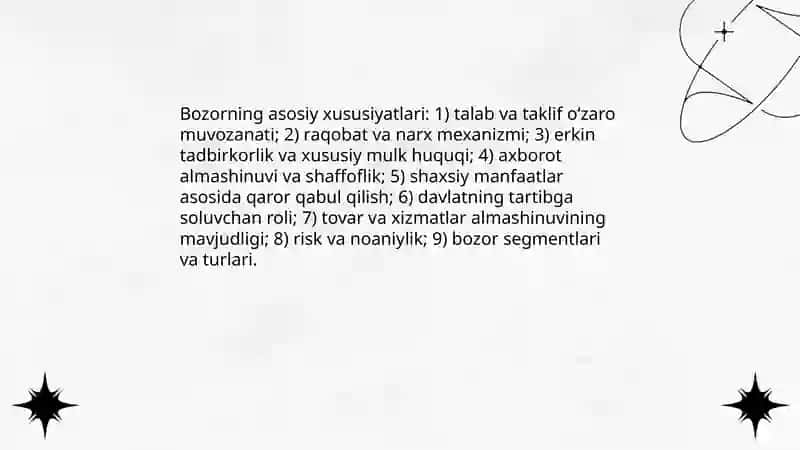 Bozor tushunchasi uning vazifalari va turlari 4