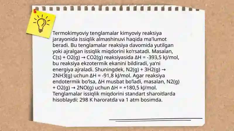 Kimyoviy termodinamika. Termokimyo. Kalorimetrlar 4