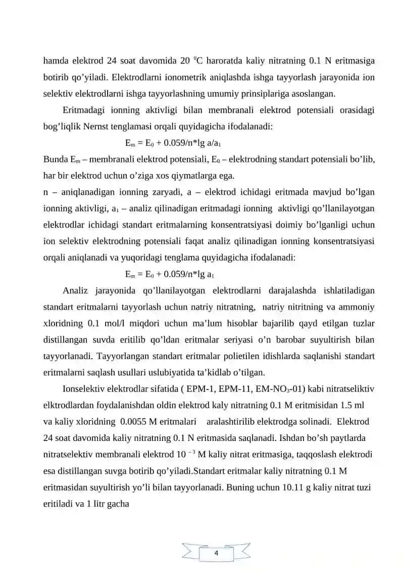 Shahar oqava suvlari tarkibidagi nitratlarni aniqlash 4