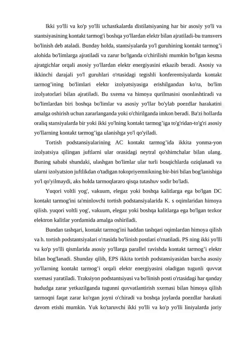 Kоntаkt tаrmоg’ini оziqlаntirish vа sеktsiyalаsh sxеmаlаri 4