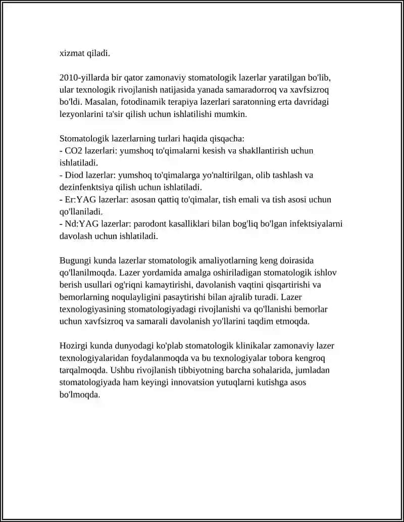 STOMATOLOGIYADA LAZIRDAN FOYDALANISH 4
