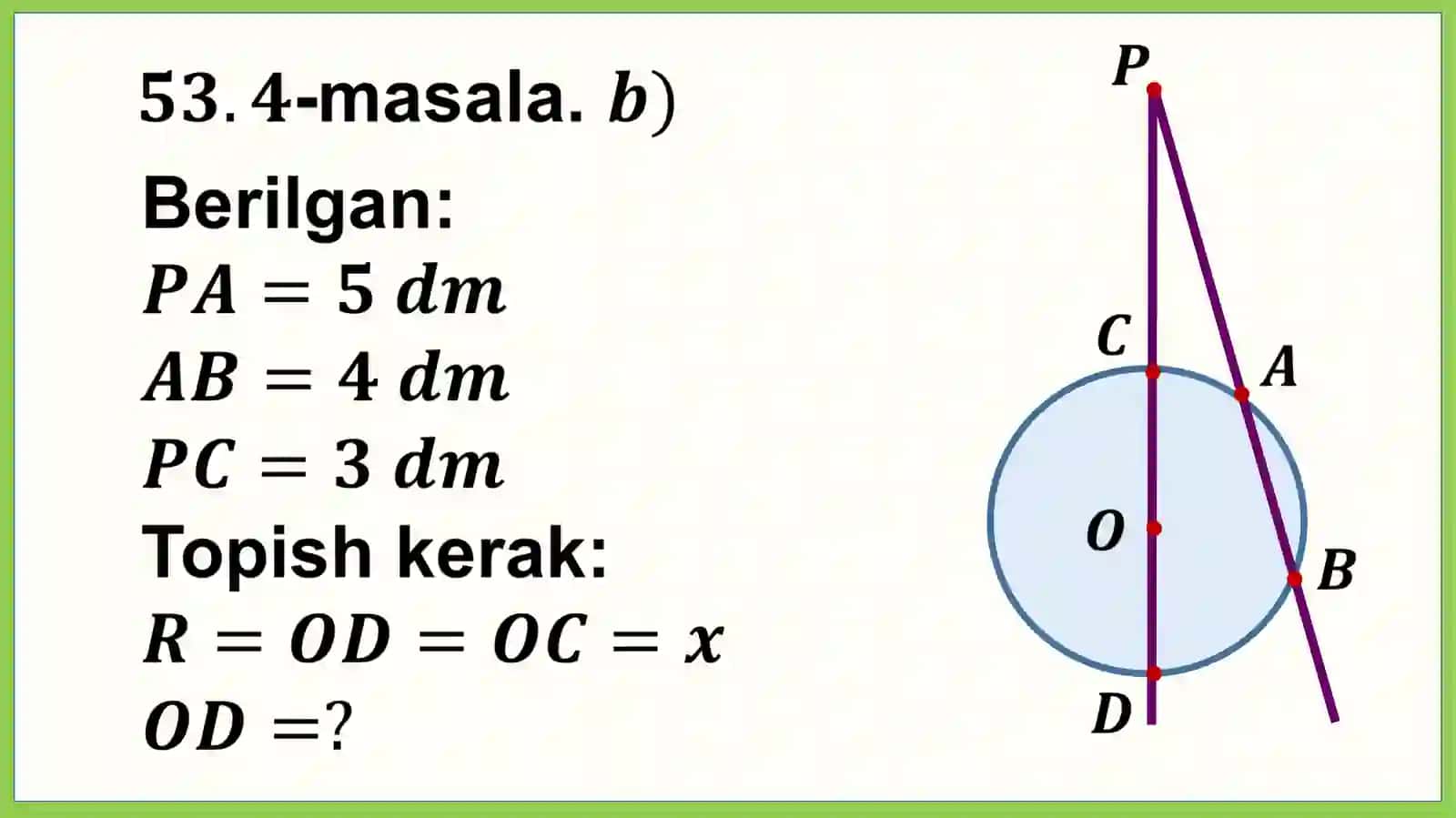 Geometriya9-sinf Mavzu:Amaliy-tatbiqiy masalalaryechish 53.1-masala 4
