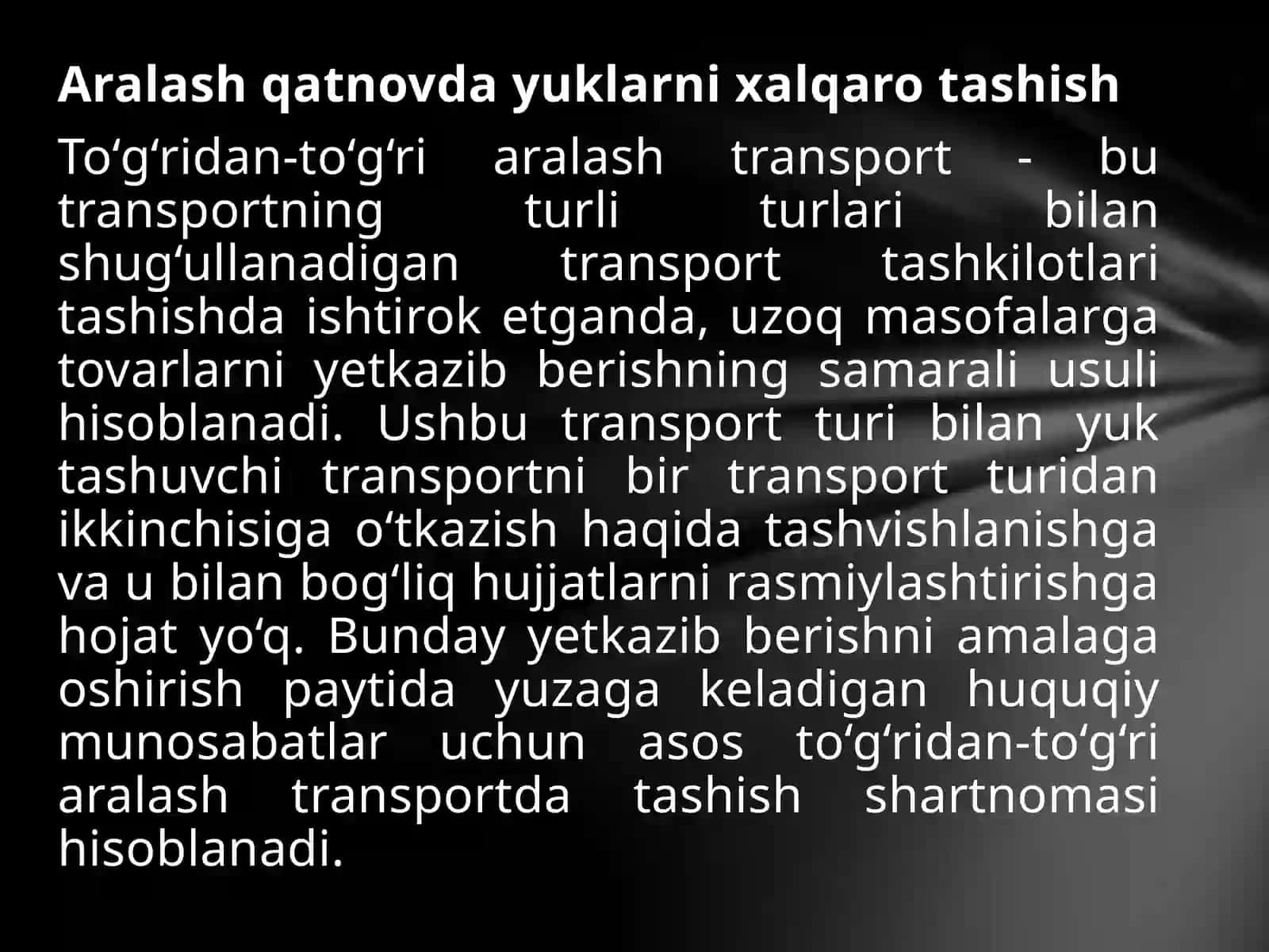 Aralash qatnovda yuklarni xalqaro tashish 4