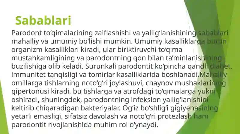 Paradont kasalliklarini ortopedik va jarrohlik davolash usullari 4
