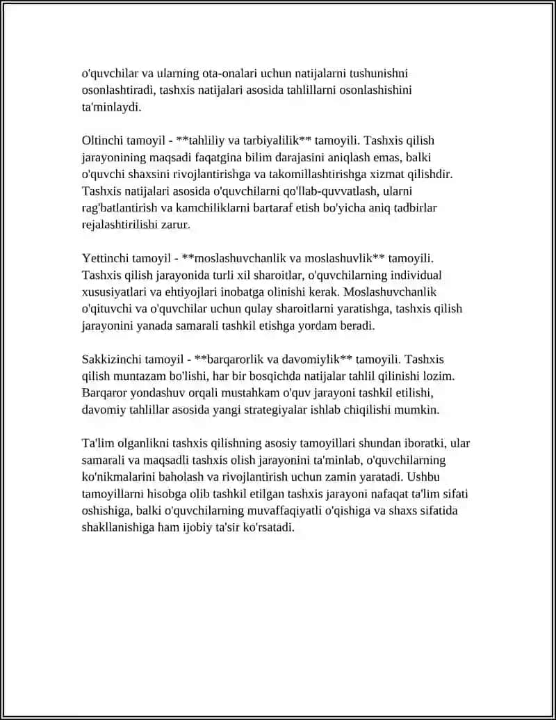 TAʼLIM OLGANLIKNI TASHXIS QILISH 4