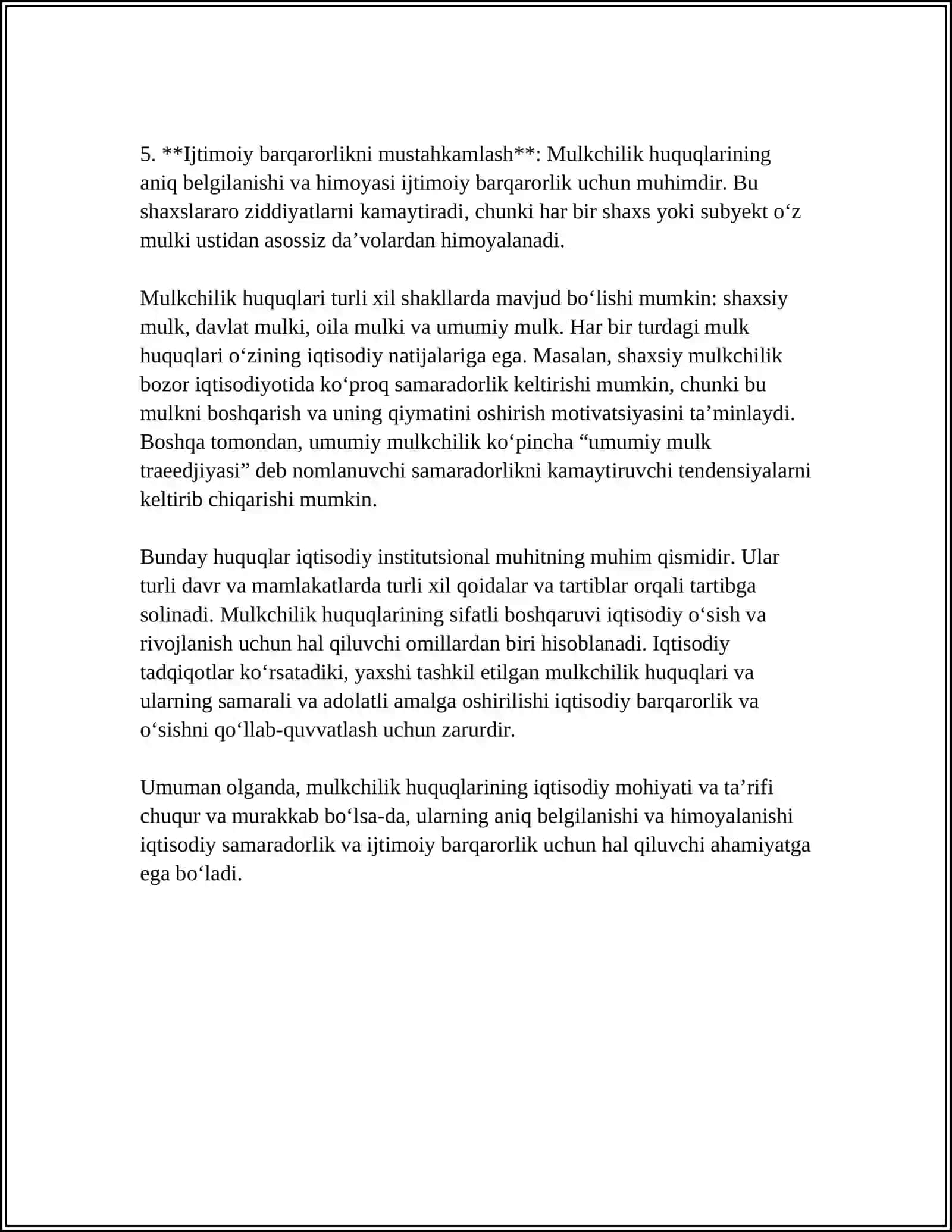 MULKCHILIK HUQUQLARINING IQTISODIY ASOSLARI 4