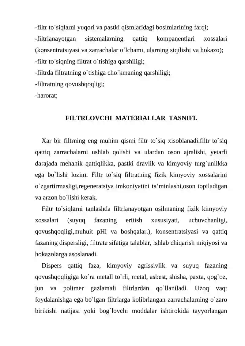Filtrlashni nazariy asoslari 4