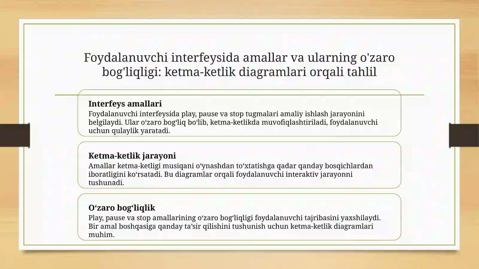 Musiqa pleerda play → pause → stop amallarining ketma-ketlik diagrammasi 4