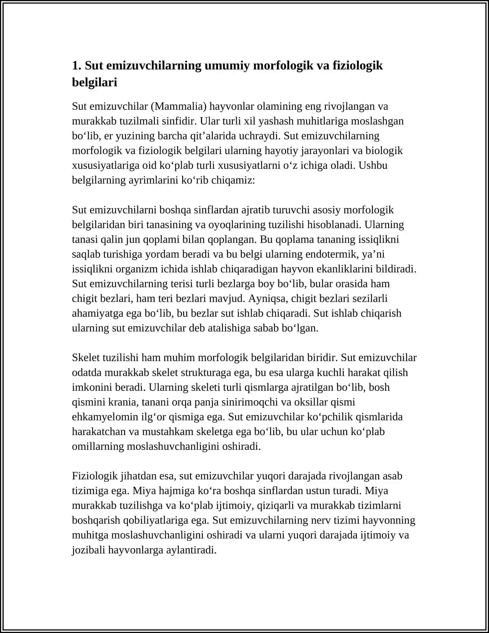 SUTEMIZUVCHILAR, QUM TOVUSHQONINING TASHQI TUZILISHI, ICHKI TUZILISHI VA SKELETI 4