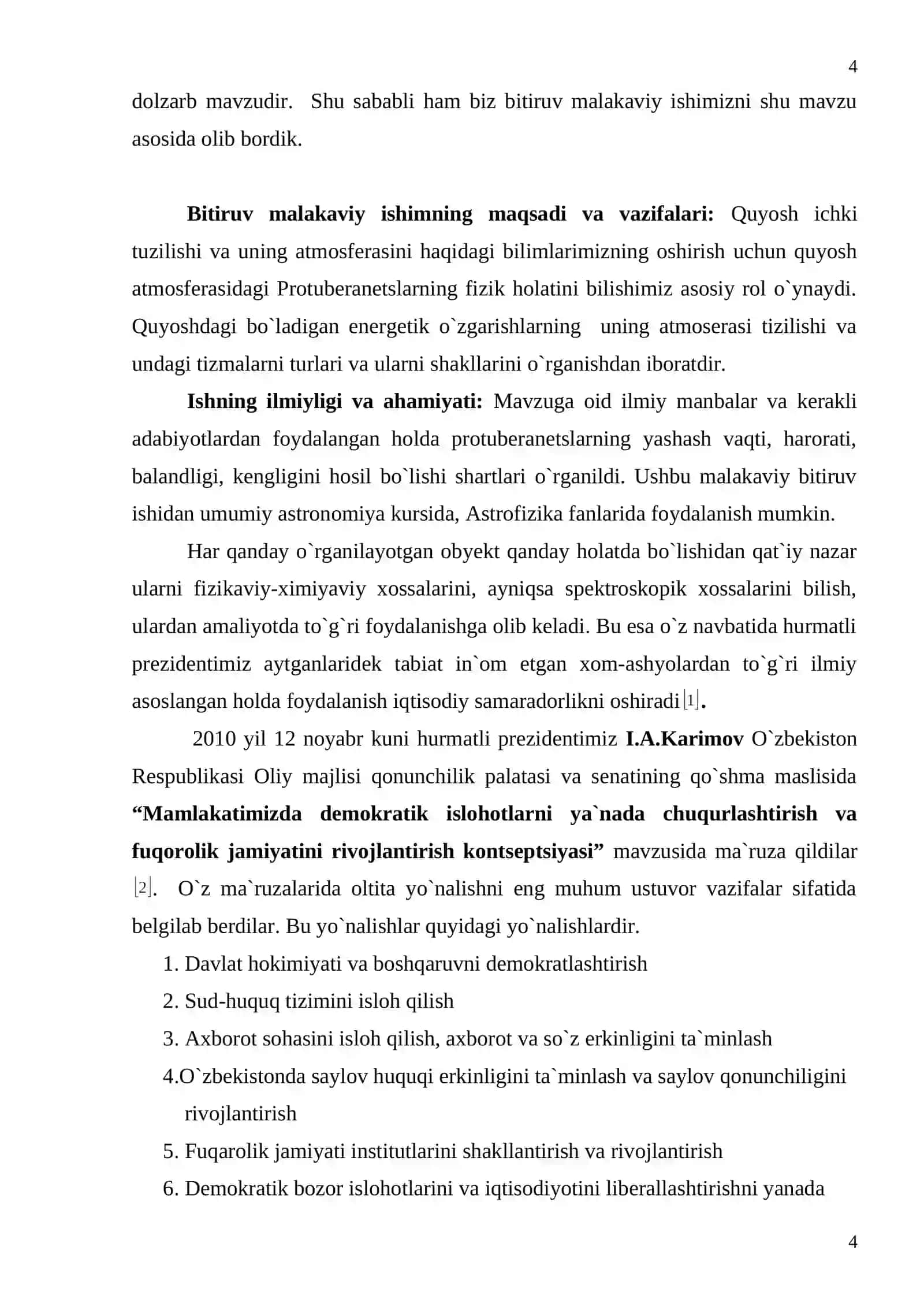 Quyosh tojidagi nuqtasimon tizmalar va ularning ko`rsatgichlari 4