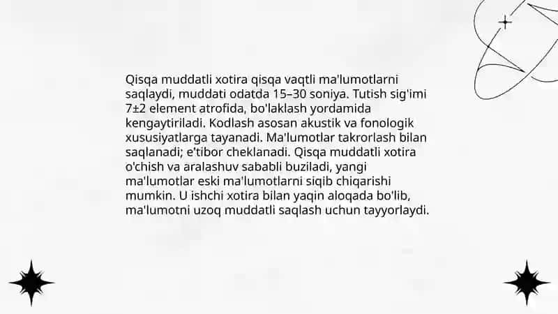Xotira turlari va jarayonlari 4