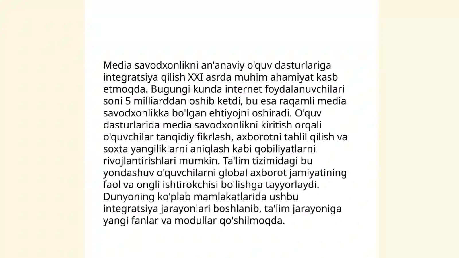 Media savodxonlikni ta'lim dasturlariga qanday kiritish mumkin 4