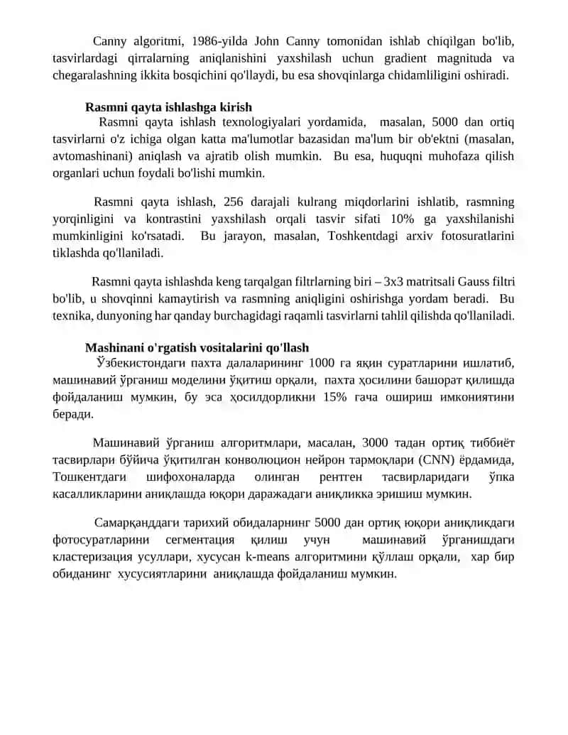 TASVIRLARGA ISHLOV BERISH. XUSUSIYATLARNI EKSTRAKSIYALASH VA SEGMENTATSIYA 4