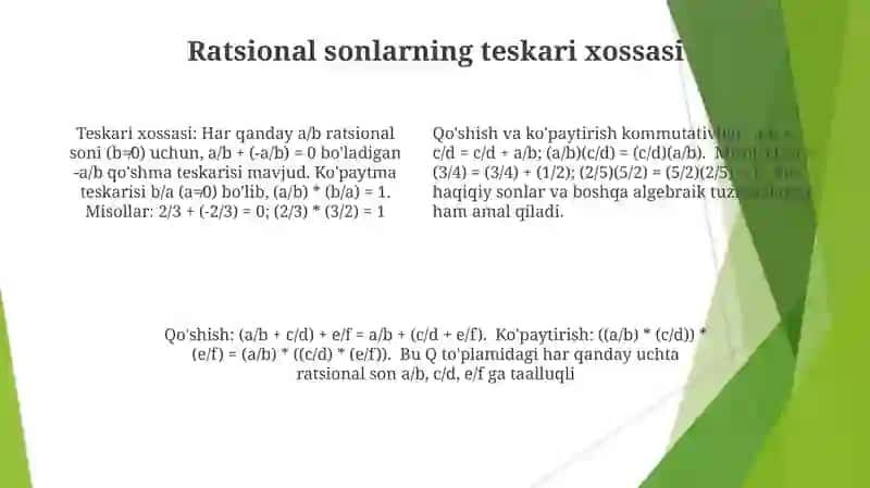Qo'shish va ko'paytirish qonunlari 4