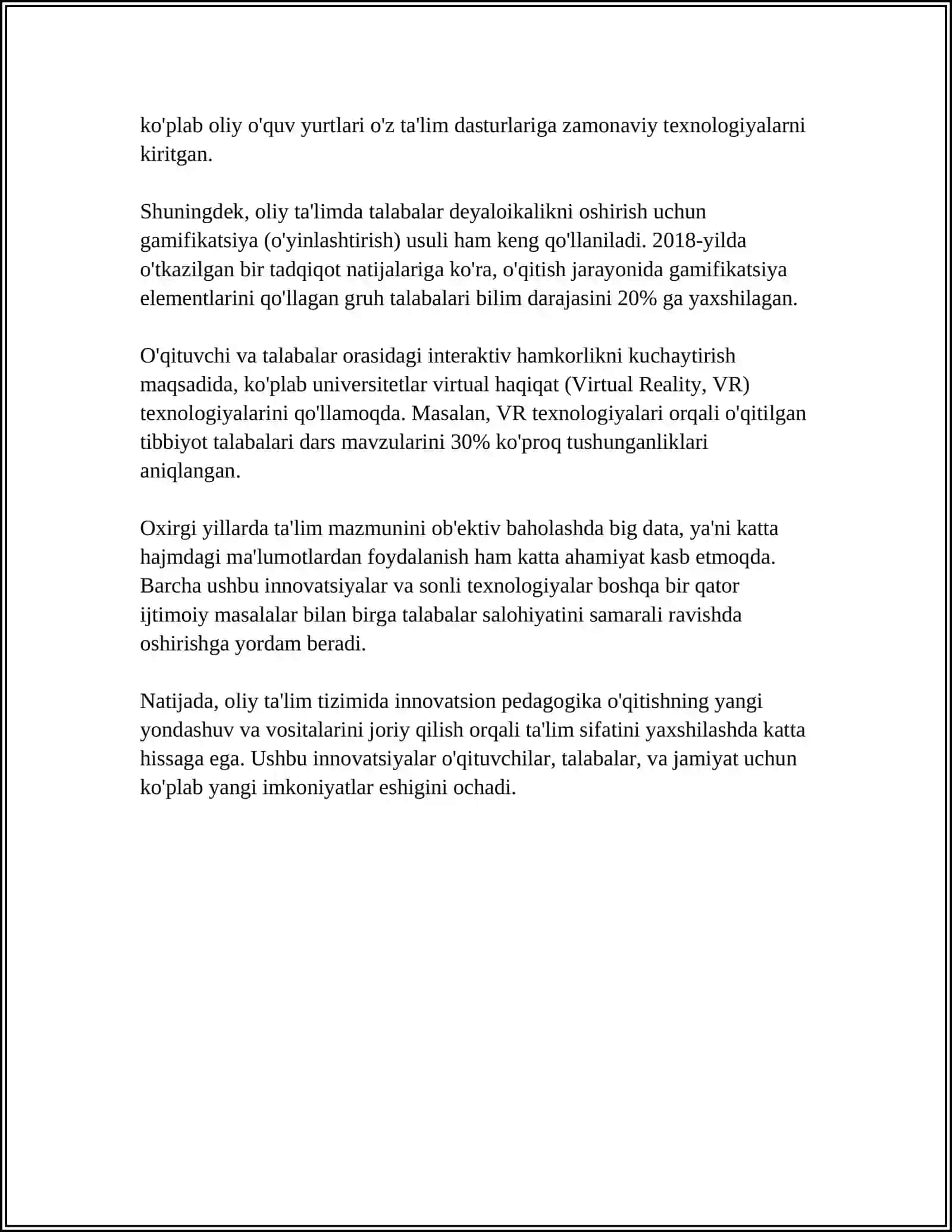 ZAMON TALABIGA JAVOB BERAOLADIGAN MUTAXASSISLAR TAYYORLASHDA ILMIY YOʻNALISHLAR REJASI 4