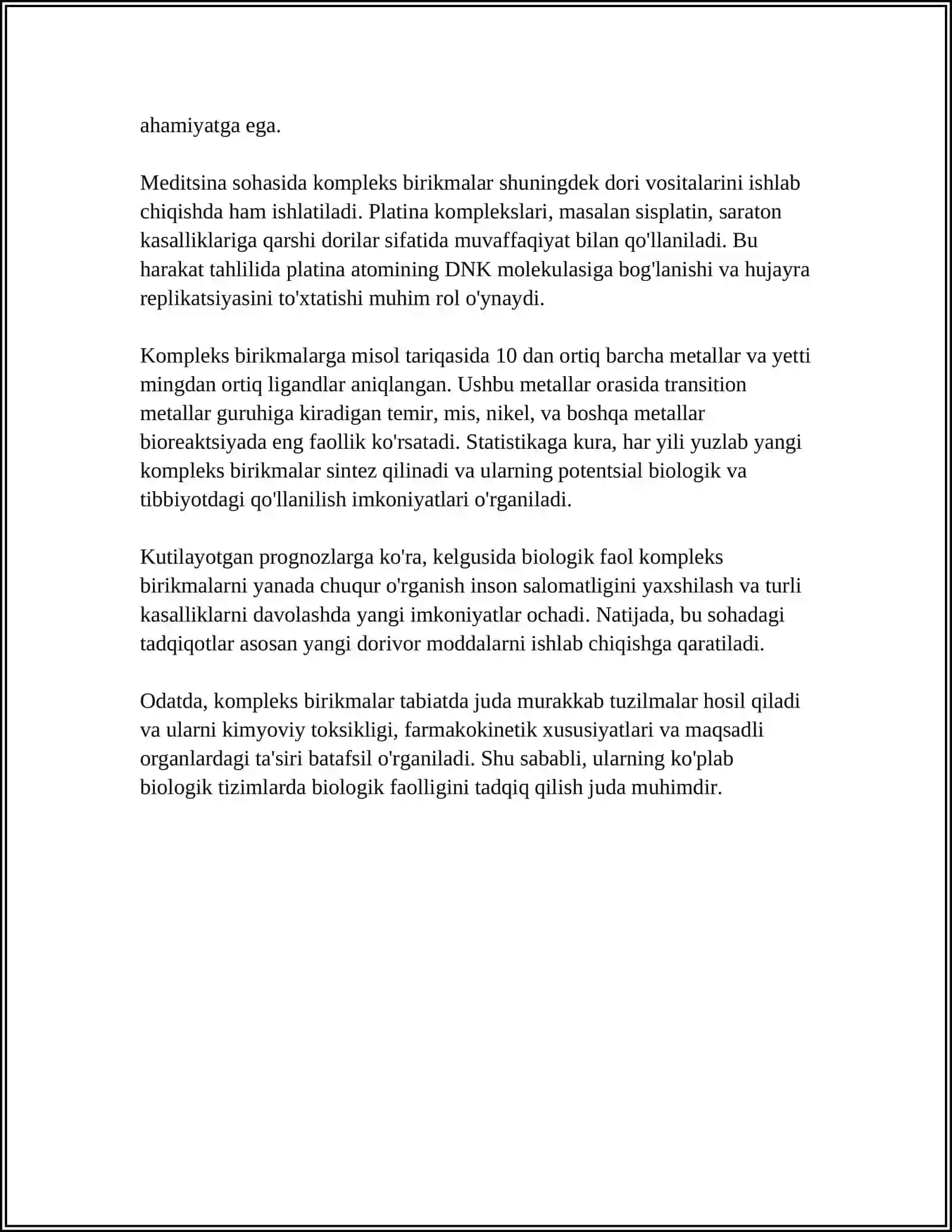 KOMPLEKS BIRIKMALAR-BIOLOGIK FAOL BIRIKMALAR 4