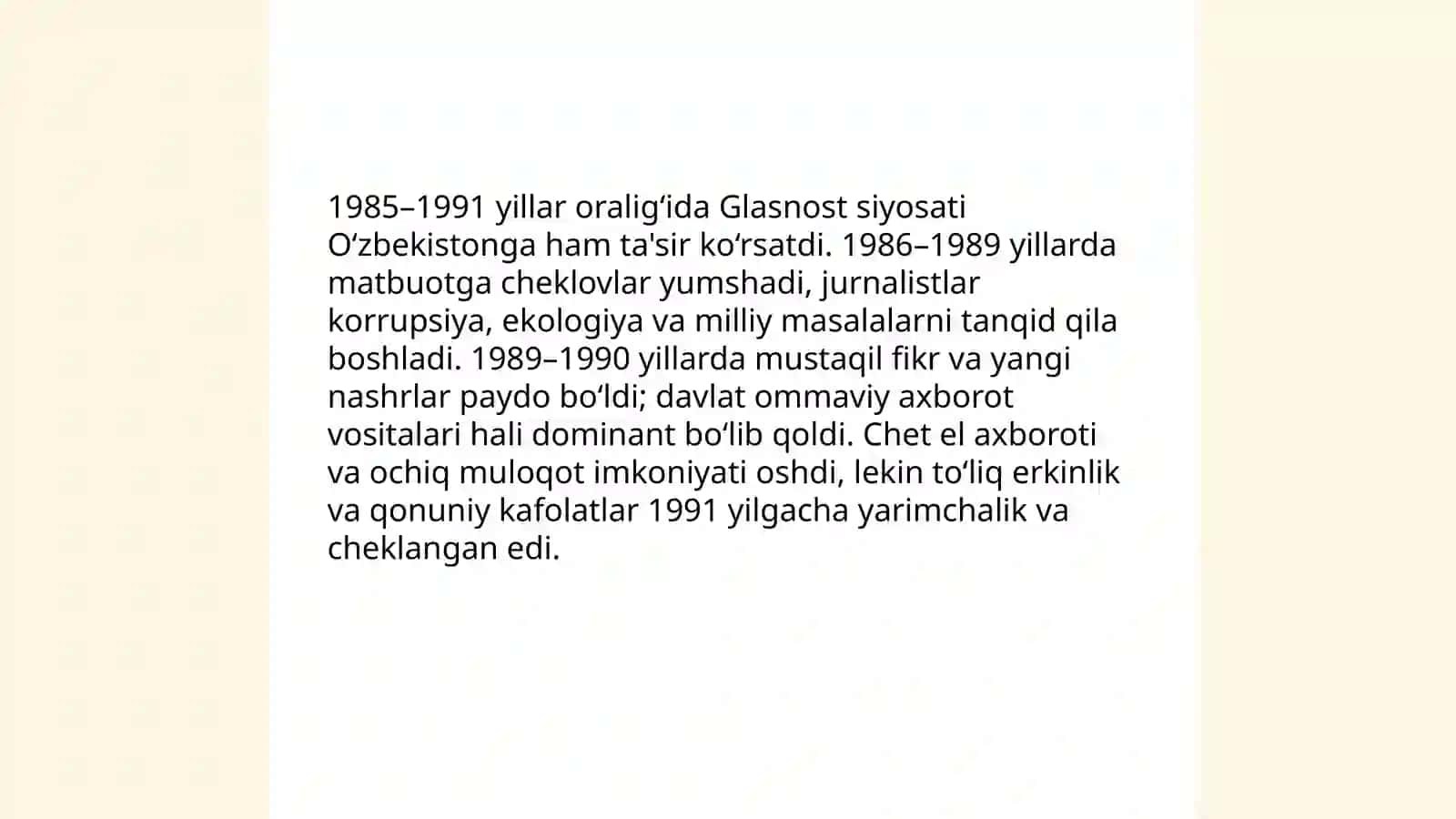 Qayta qurish davri O'zbekistonda 4
