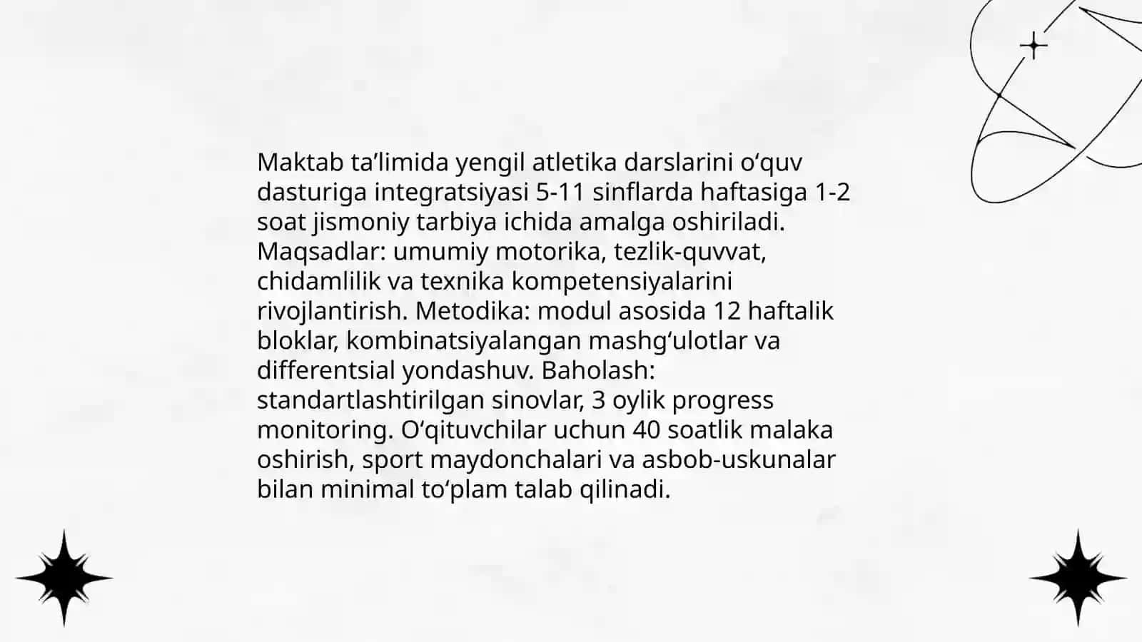 OʻZBEKISTONning jismoniy tarbiya tizimida yengil atletikaning oʻrni 4
