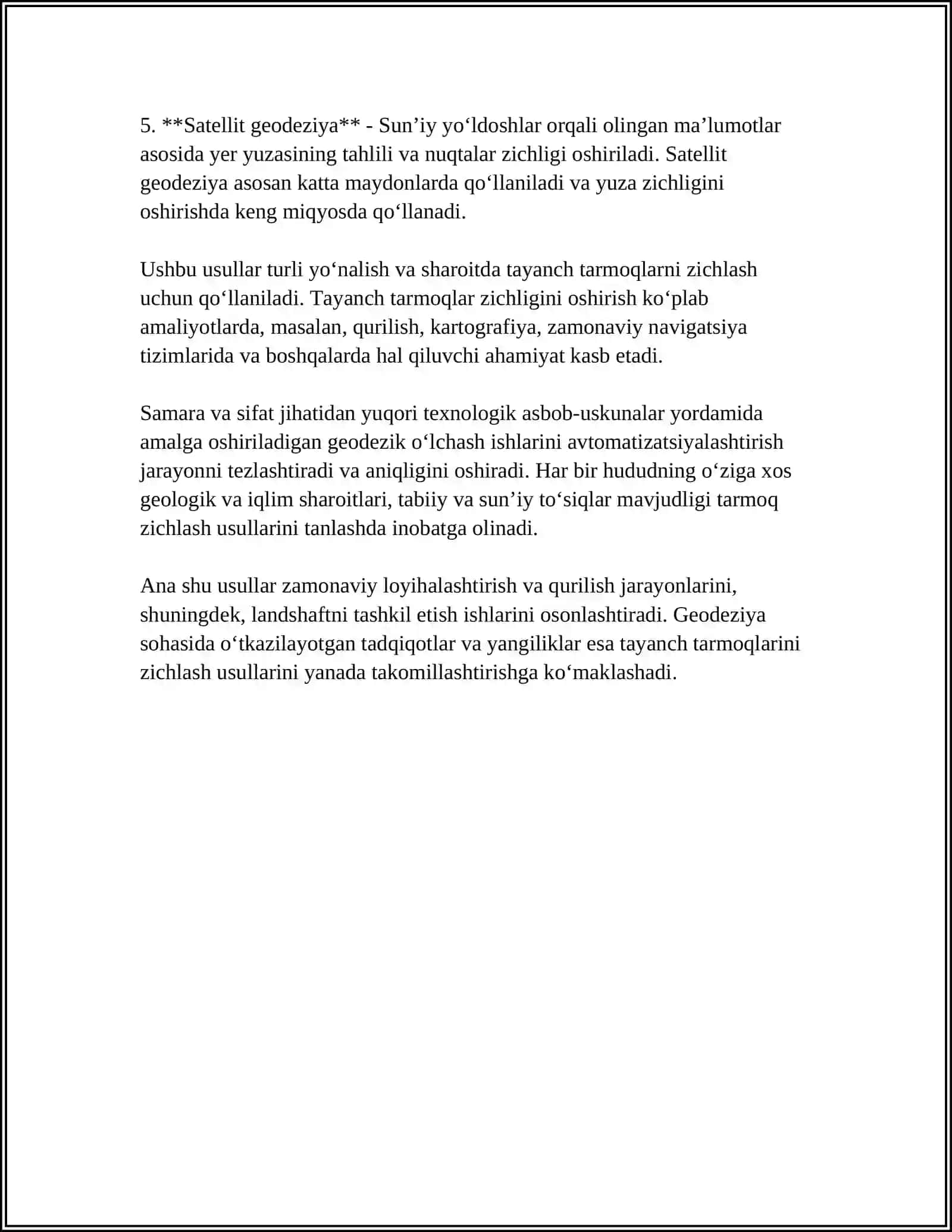 GEODEZIK TAYANCH TARMOQLARINI ZICHLASH. TASVIRGA OLISH TARMOQLARI 4