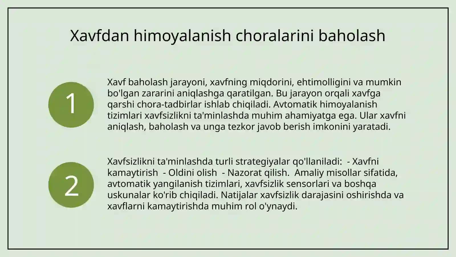 "Xavfdan avtomatik himoyalanish choralarini ishlab chiqish" 4