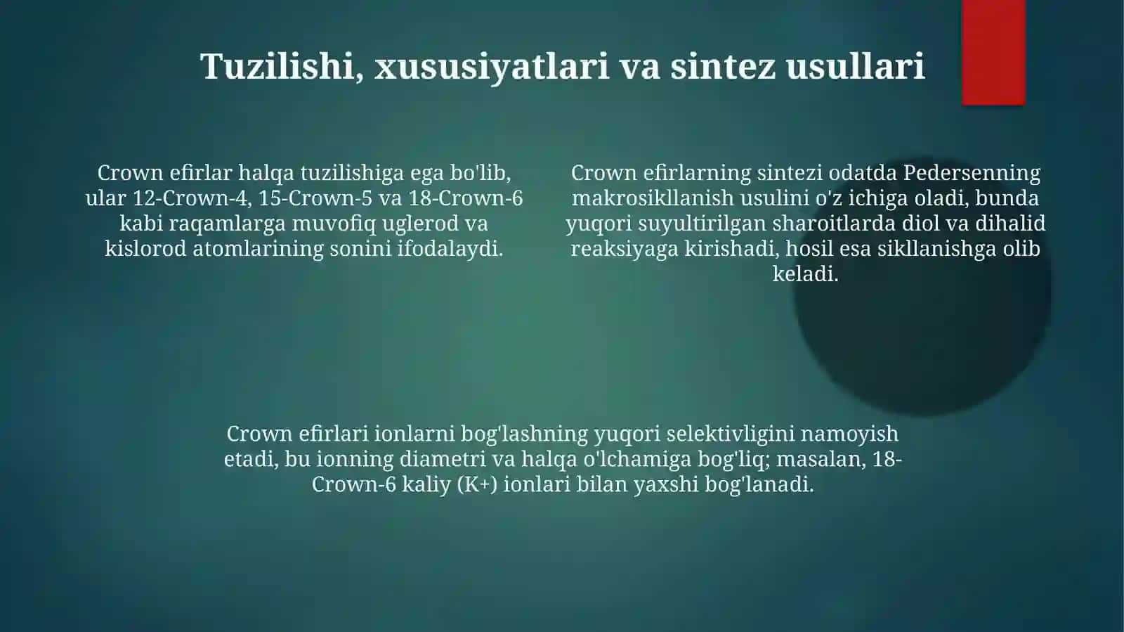 Kraun efirlar - dori vositalari sifatida 4