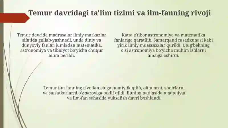 Amir Temur õgitlarining tarbiyaviy ahamiyati 4