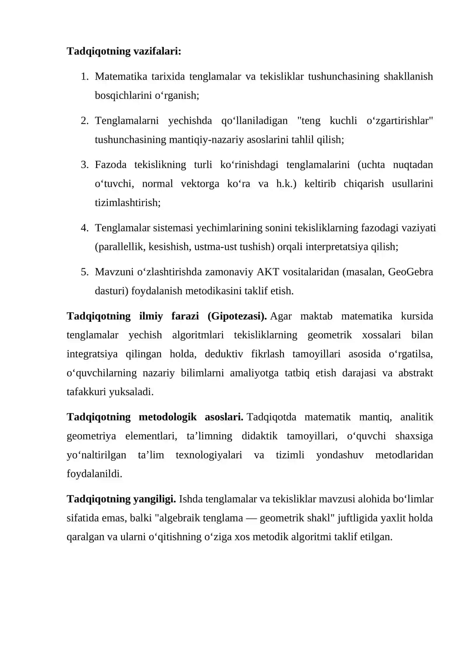 Maktab matematika kursida tenglama va tekisliklarni yechish usullarining matematik asoslari 4