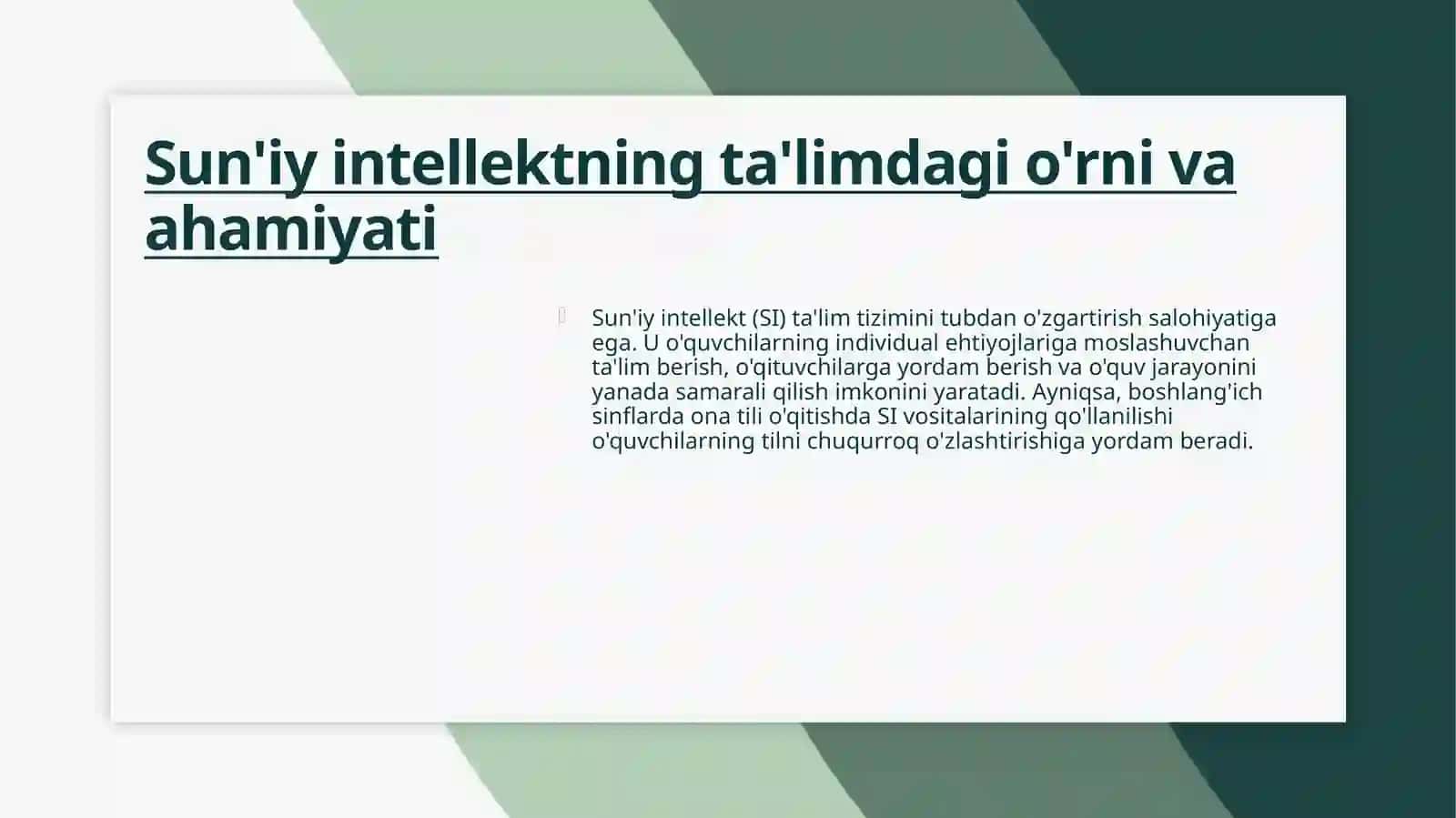 Boshlang'ich sinflarda ona tili darslarida sun'iy intellekt vositalardan foydalanish metodikasi 4