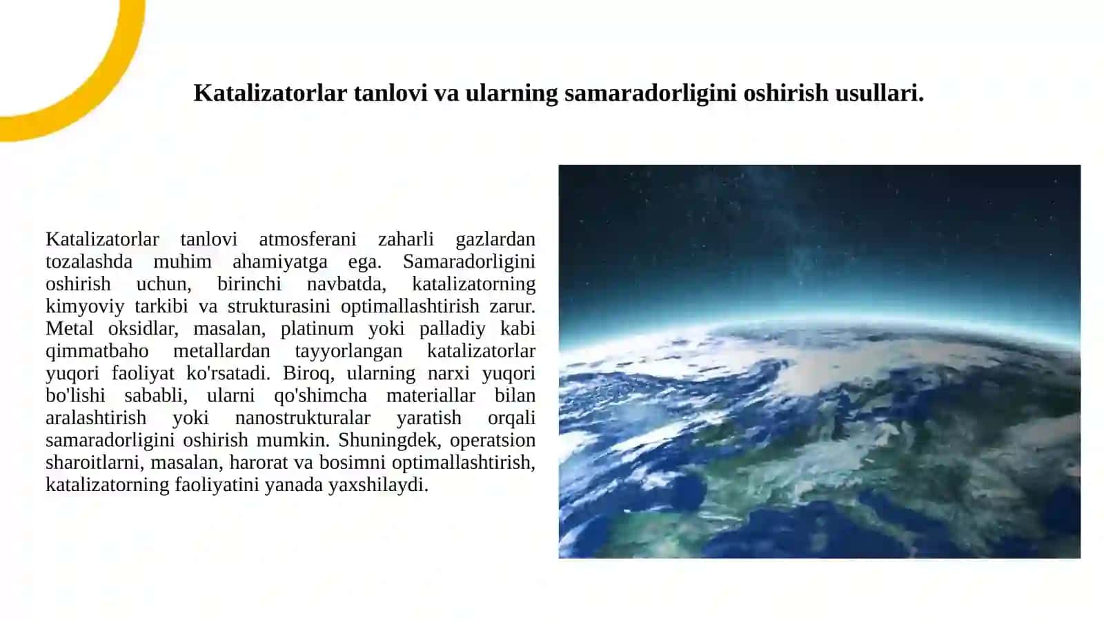 Atmosfera xavosini zaharli gazlardan katalitik usul bilan tozalash 4
