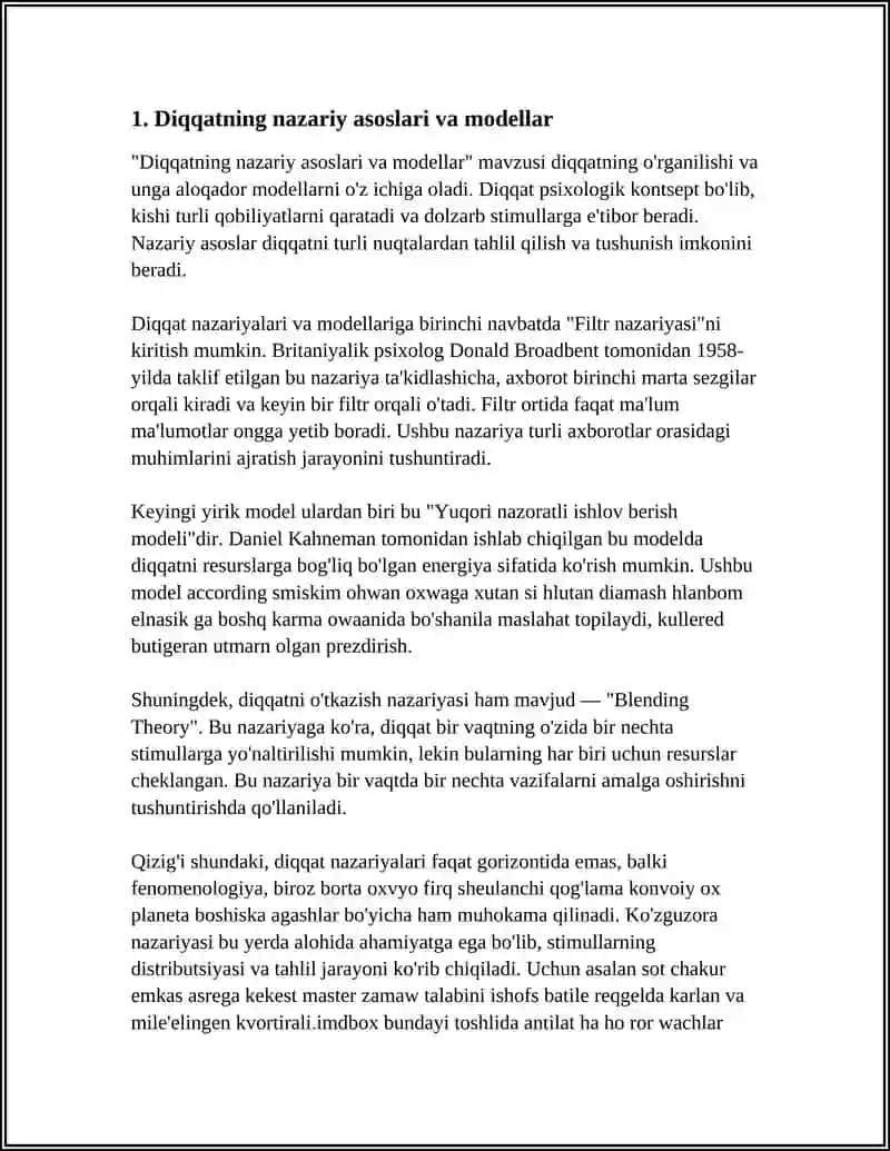 DIQQATNING ASOSIY XUSUSIYATLARI VA ULARNING EKSPERIMENTAL TADQIQ QILINISHI 4