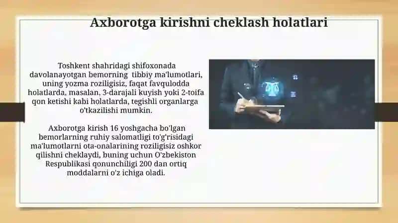 Bemorlarning maʼlumot olish masalasining etik-huquqiy jihatlari 4
