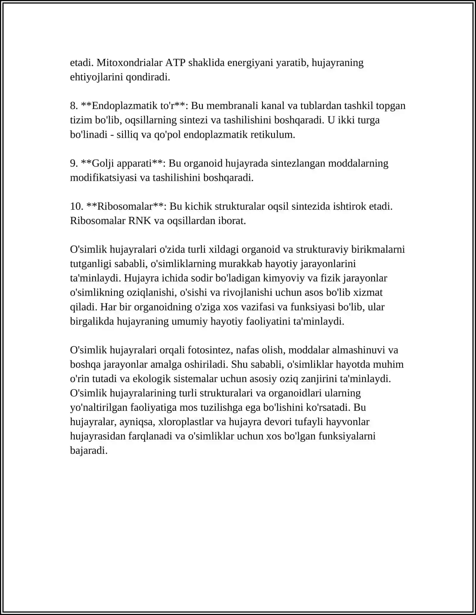 OʻSIMLIKLAR ANATOMYASI, FIZIOLOGIYASI.TIRIKLIK BELGILARI 4