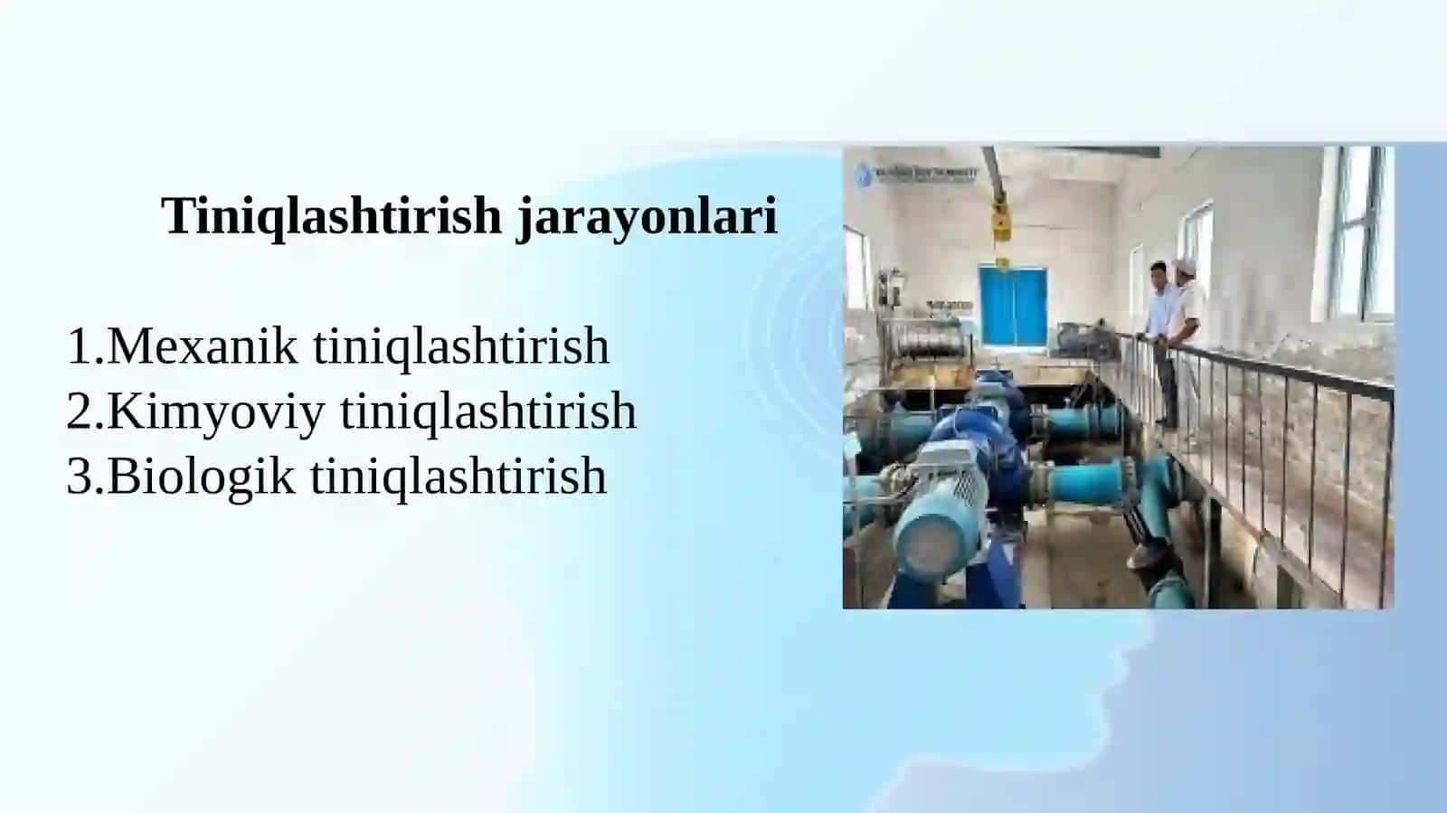 Ichimlik suvinining tiniqlashtirilishi va zararsizlantirish sifatining nazorati 4