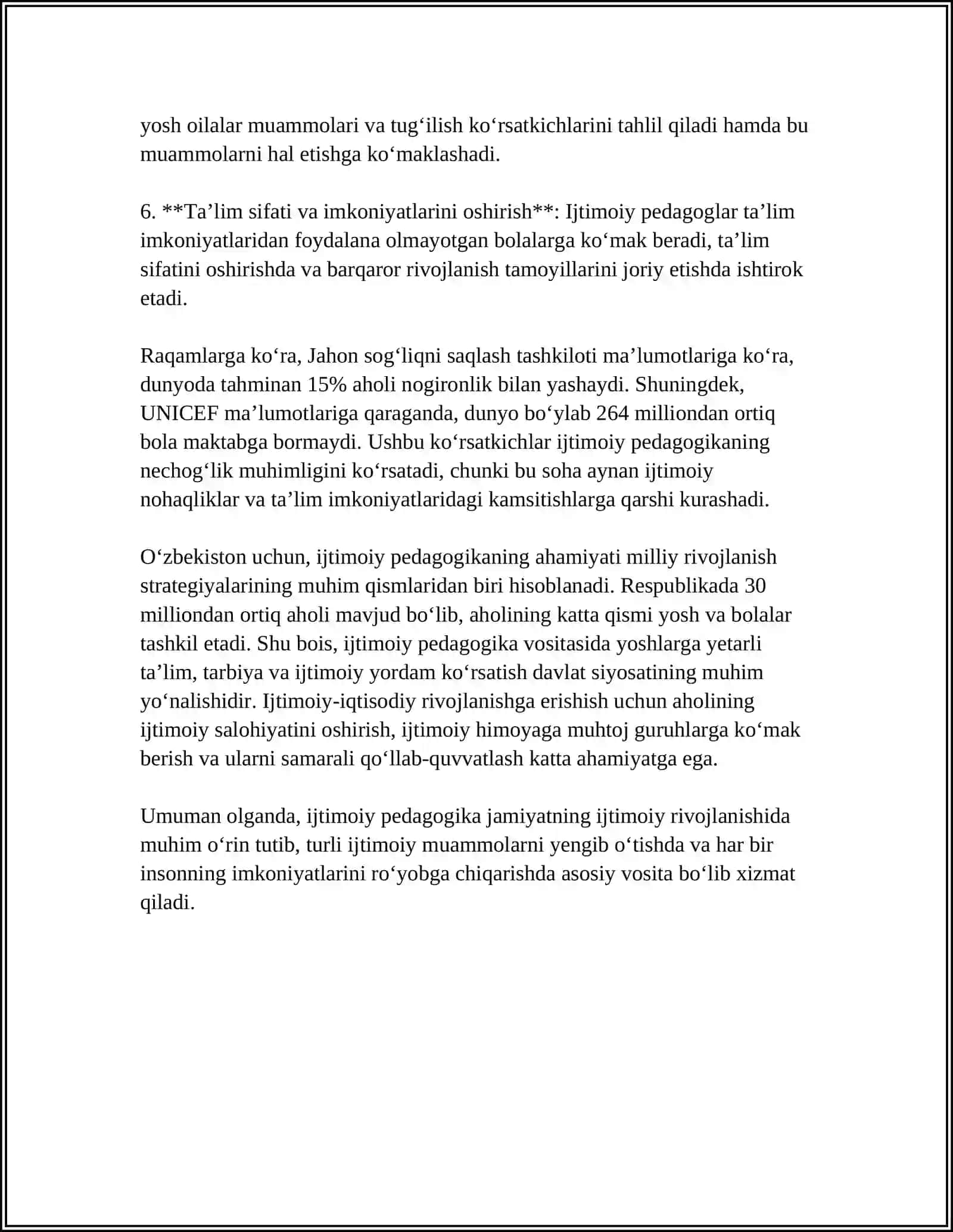 IJTIMOIY PEDAGOGIKANI VA IJTIMOIY - PEDAGOGIK FAOLIYAT RIVOJINING METODOLOGIK ASOSLARI 4