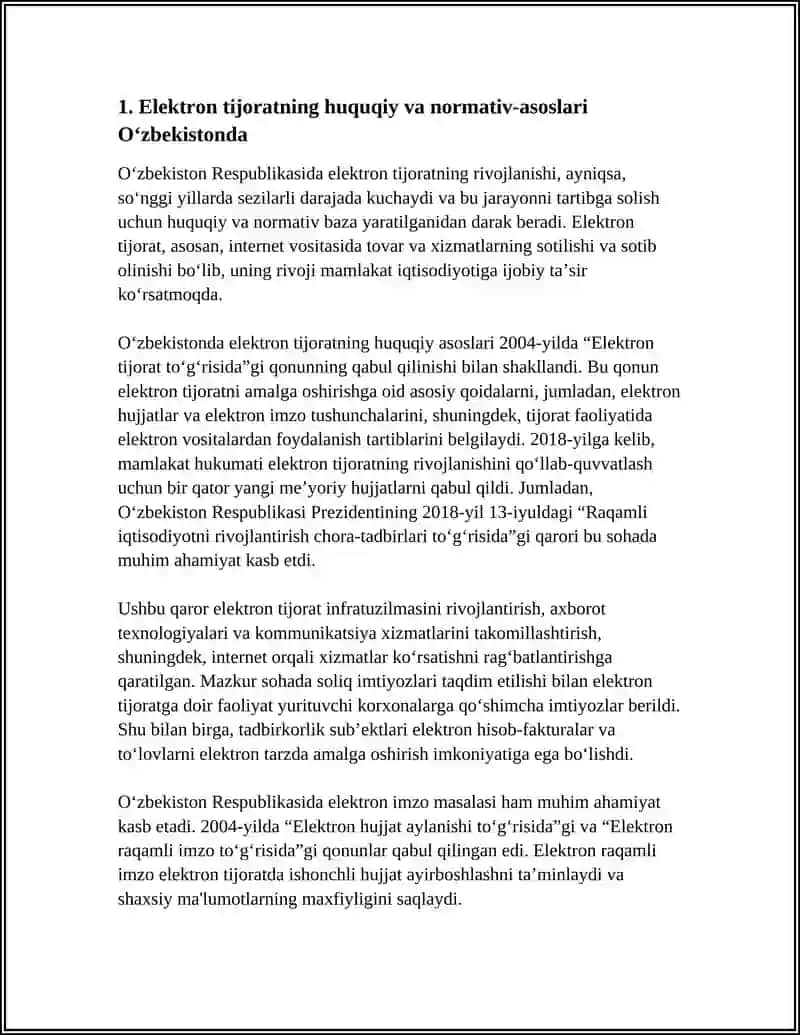 O‘ZBEKISTON RESPUBLIKASIDA ELEKTRON TIJORATNING RIVOJLANISH HOLATI 4