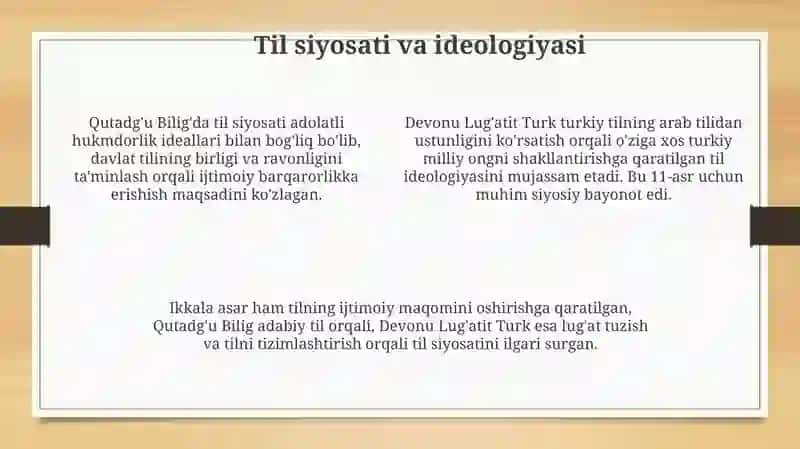 Qutadg'u bilig va Devonu lug‘otit turk asarlari sotsiolingvistik tahlillar 4