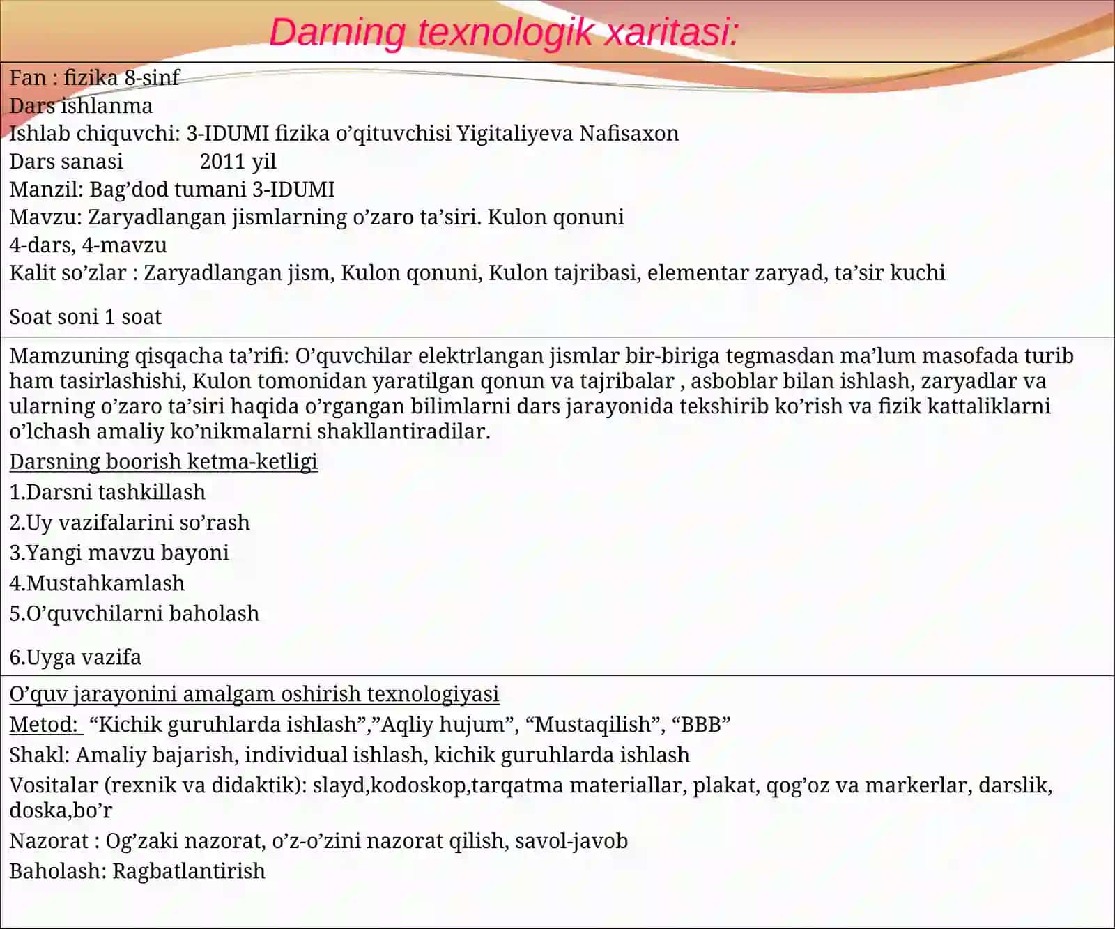 Zaryadlangan jismlarning o’zaro ta’siri. Kulon qonuni 4